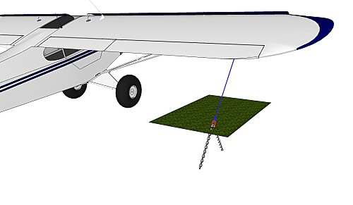 Piper Cub mit 2 Bodenanker und 2 Schäkeln